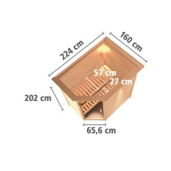 Karibu massief houten 230V Sauna Cilja 224 X 158 X 202 cm