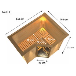 Karibu Massief houten Traditionele Sauna Sahib 2 236 X 184 X 209 cm