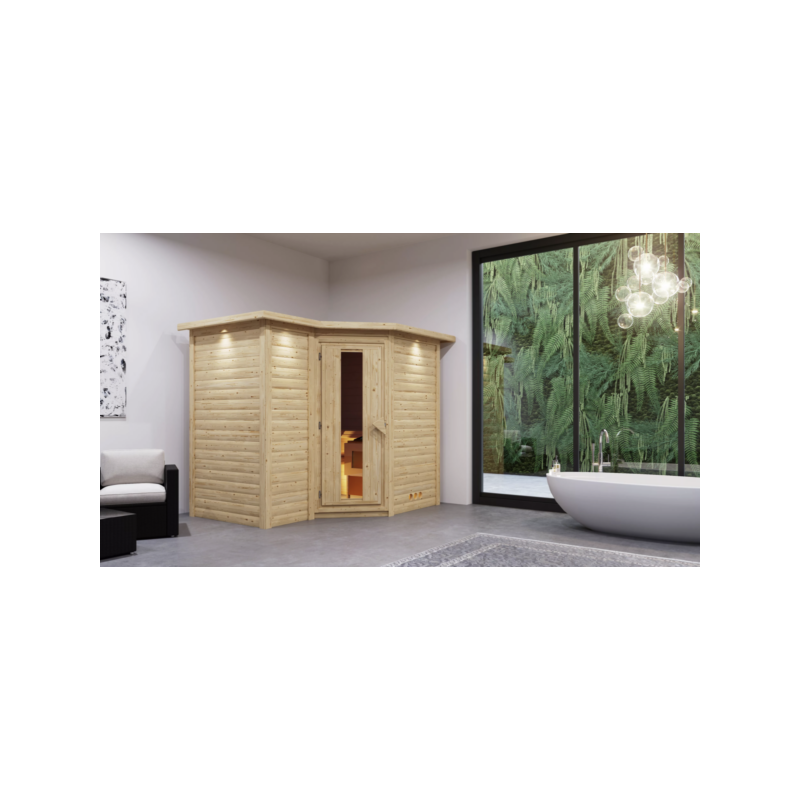 Karibu Massief houten Traditionele Sauna Sahib 2 236 X 184 X 209 cm