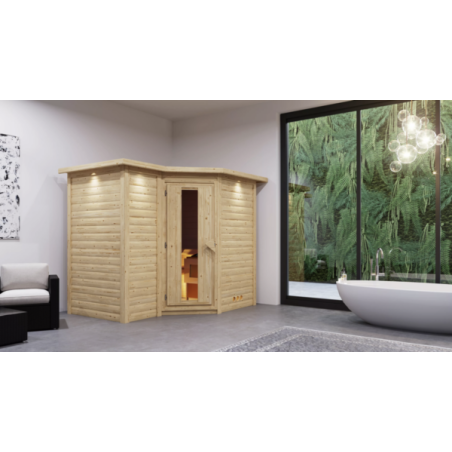 Karibu Massief houten Traditionele Sauna Sahib 2 236 X 184 X 209 cm