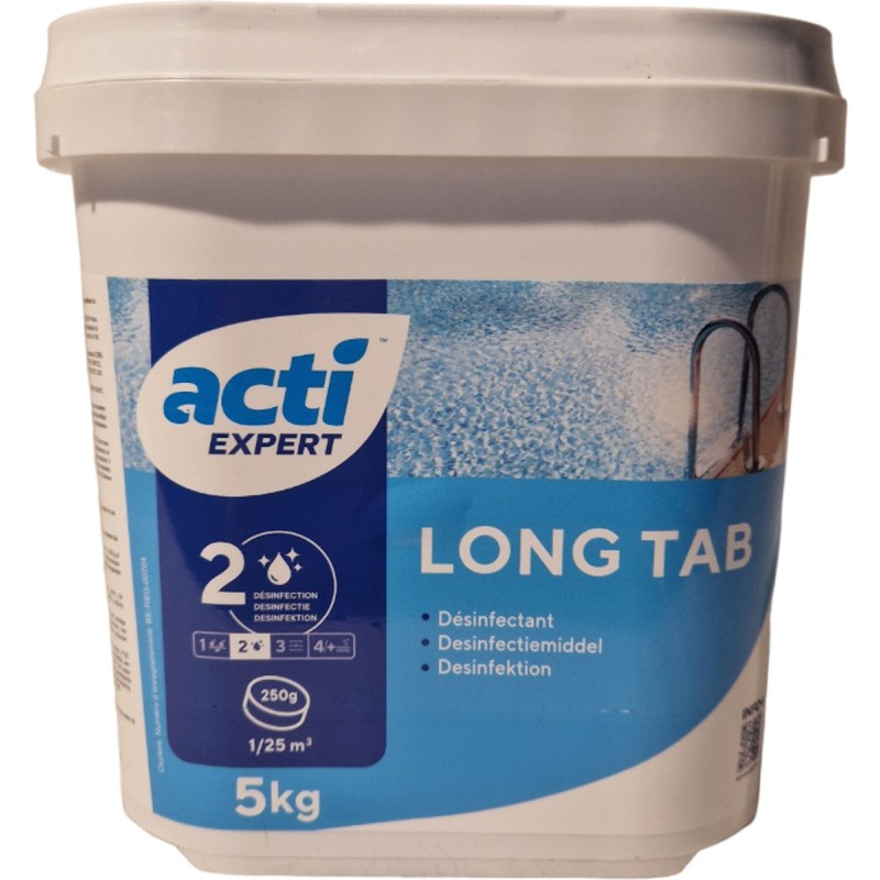 Acti Chloortabletten Long Tab 250gr (5kg) (Enkel geschikt voor de Belgische markt)